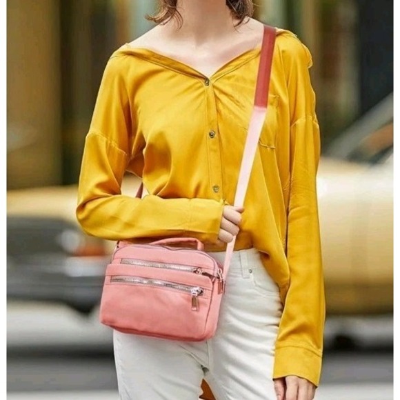 Small Crossbody Bags for Women Nylon Shoulder Bag for Women, Waterproof, Pink - Picture 4 of 4